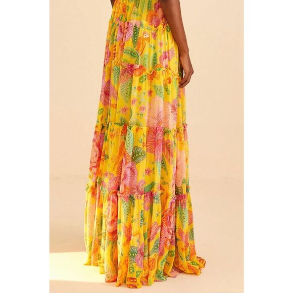 🌞 Farm Rio Yellow Macaw Bloom Maxi Dress 🦜 Size Medium – Sold Out Online - Picture 10 of 16